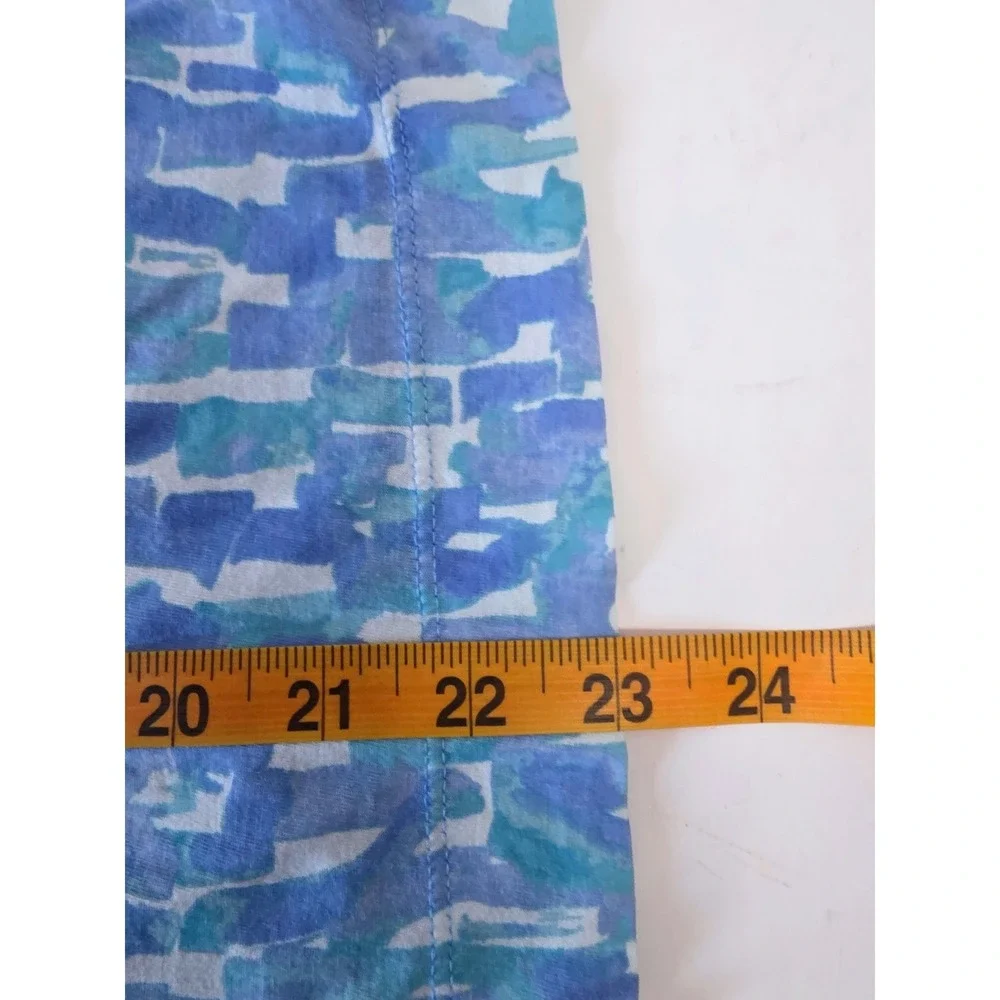 J. Jill Blue Watercolor Print Pima Cotton Cardigan V-Neck 3/4 Sleeve Top Medium